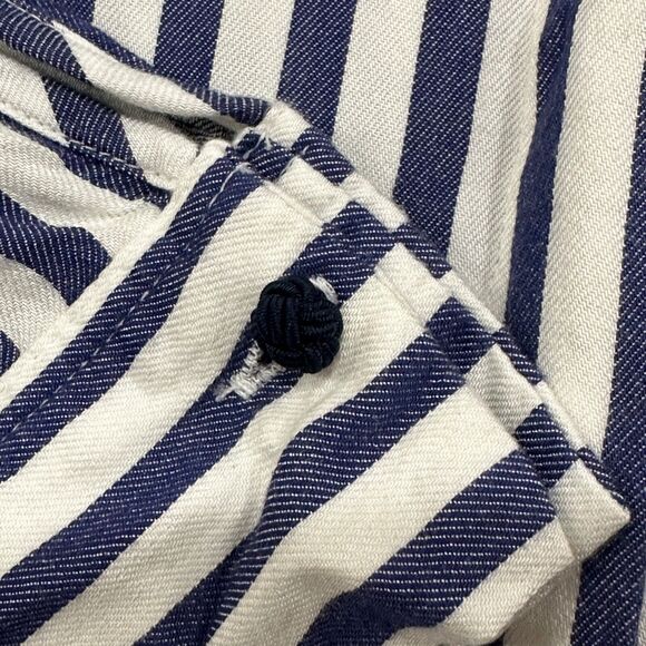 Zara Basic Womens Striped Button Down Blouse Size Small Preppy Crest Embroidered - Picture 6 of 13